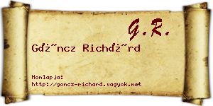 Göncz Richárd névjegykártya